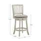 Slat Back Swivel Chair - 24" Counter Height, Antique White Finish, Gray Linen