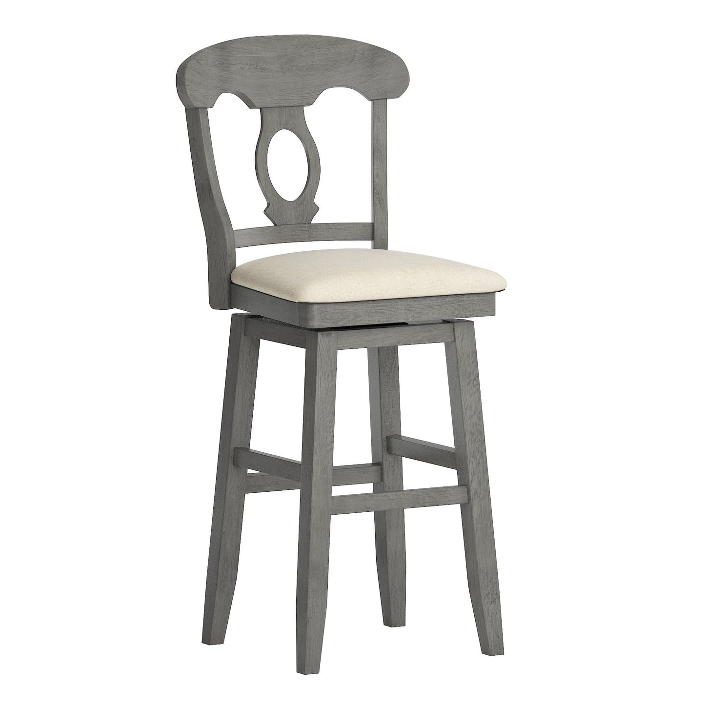 Napoleon Back Wood Swivel Bar Stool - Antiqua Gray Finish