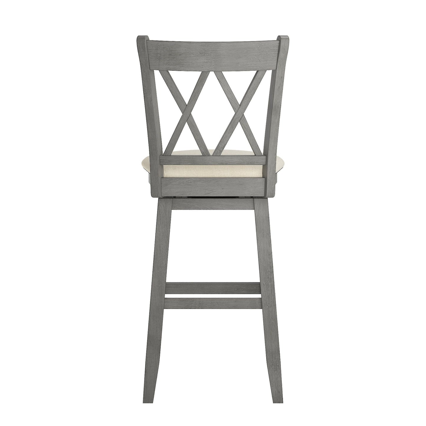 Double X-Back Wood Swivel Bar Stool - Antiqua Gray Finish