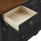 Wood Cabinet Buffet Server - Oak Top with Antique Black Base