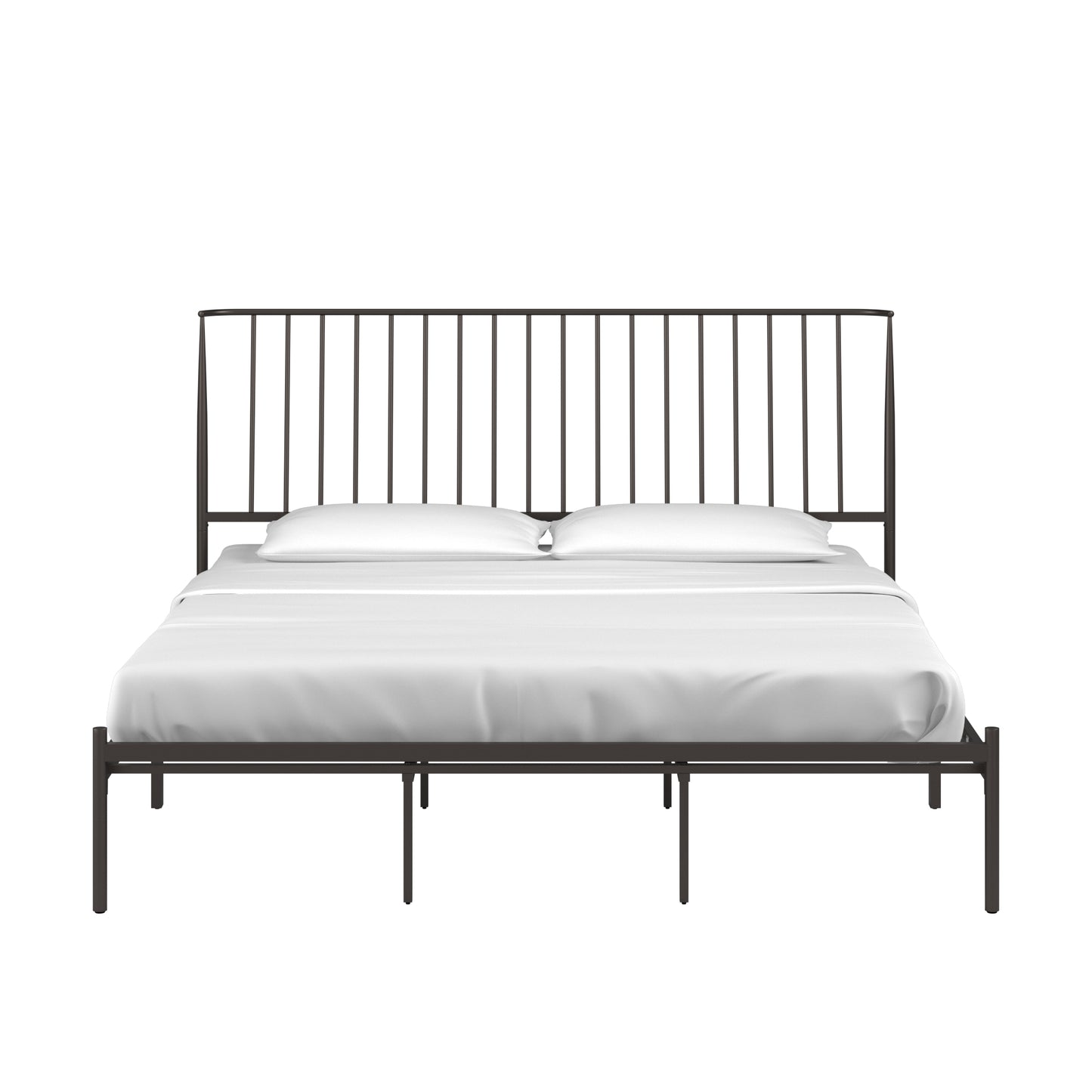 Metal Platform Bed with Curved Metal Headboard (King Size)