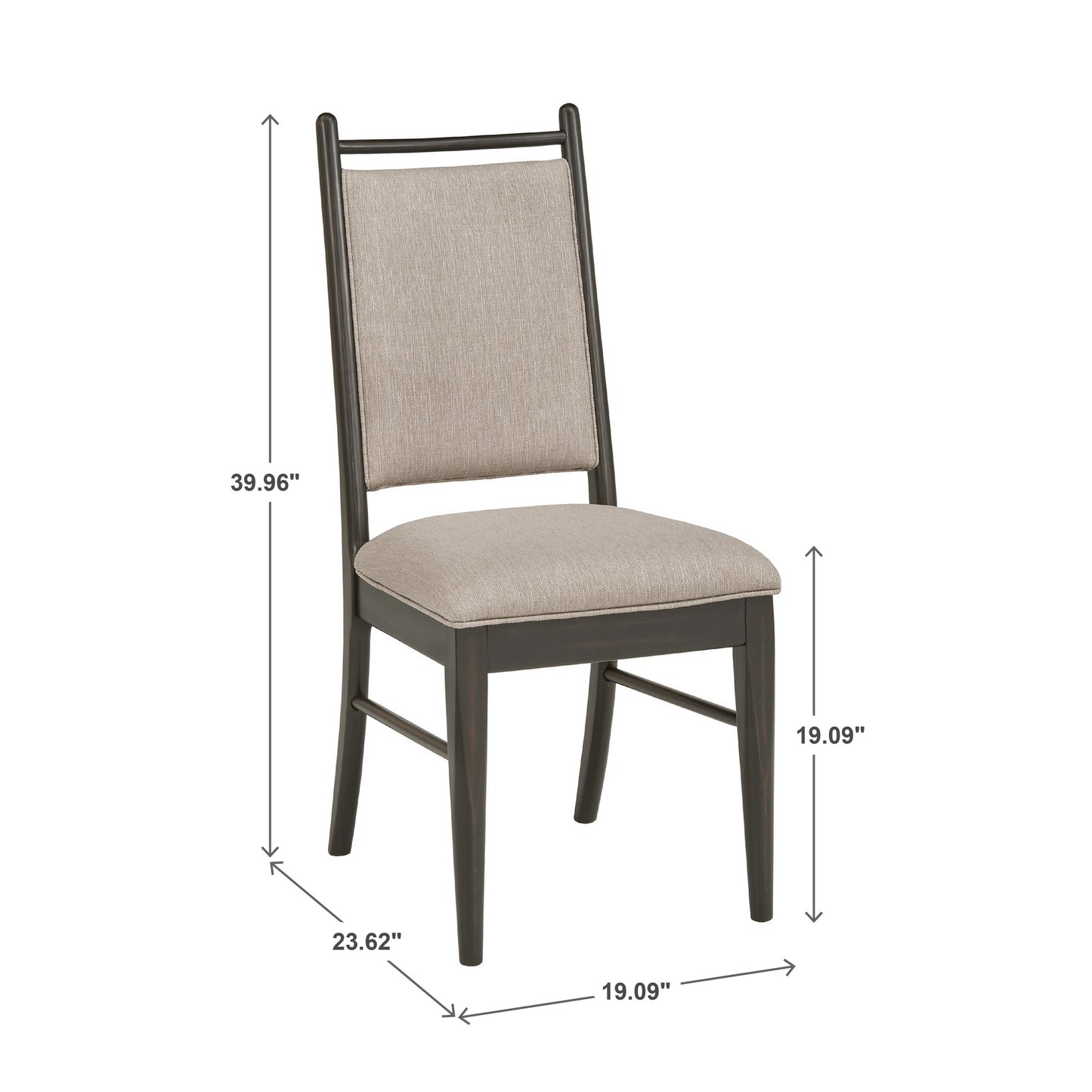 Wood Finish Beige Fabric Dining Chair (Set of 2) - Black Oak