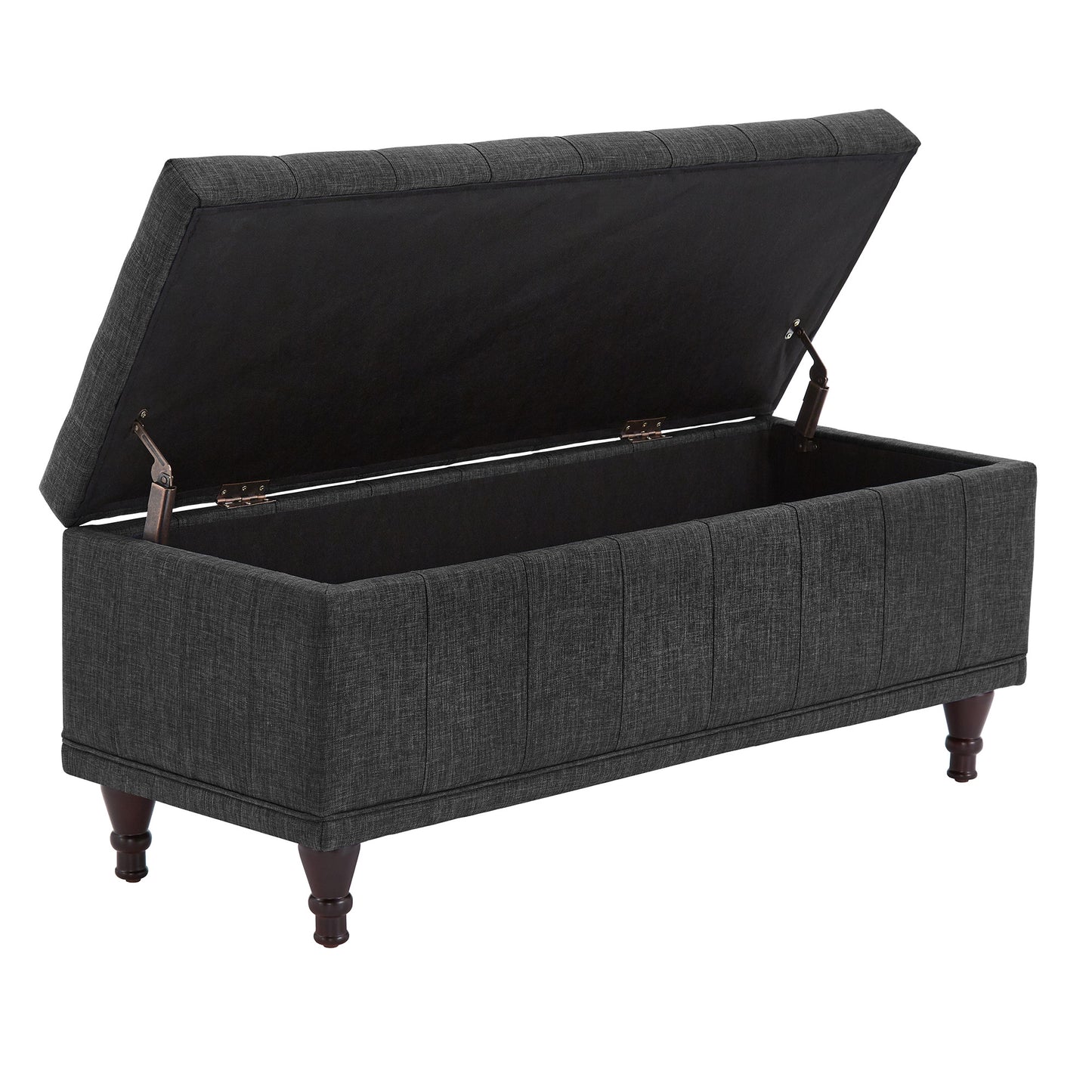 Tufted Storage Bench - Black Heathered Weave