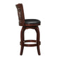 Scroll Back Swivel Stool - 24" Counter Height, Cherry Finish, Black Faux Leather