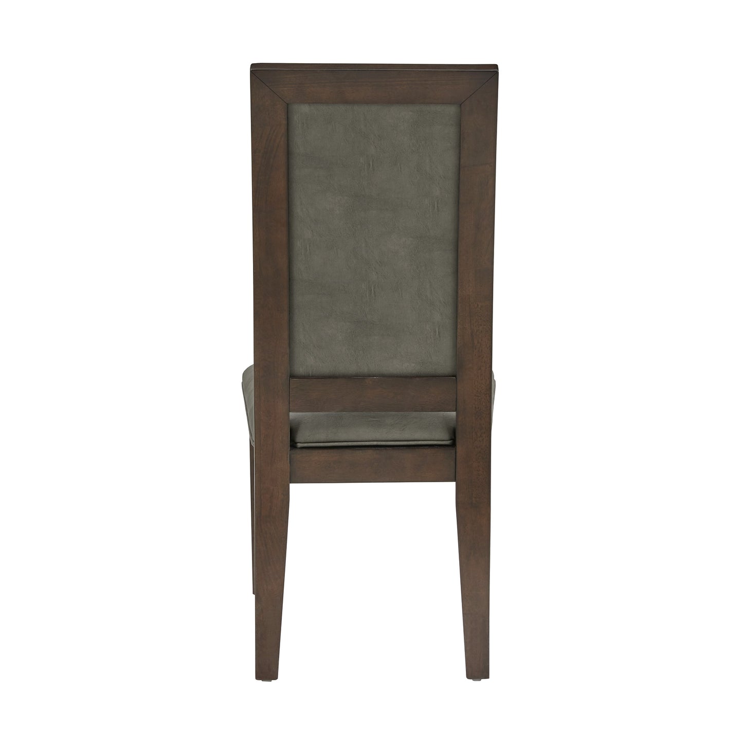 Brown Finish Vegan Leather Dining Chair (Set of 2)