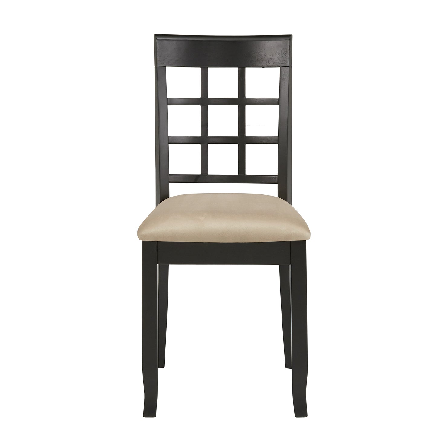 Black Wood Beige Microfiber Dining Chairs (Set of 2) - Window Back