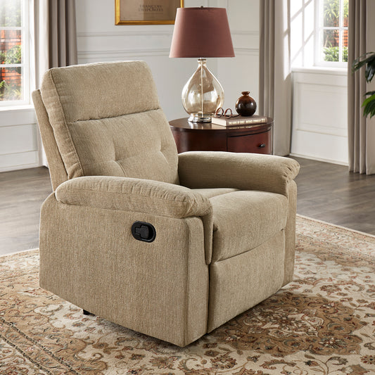 Chenille Fabric Manual Recliner - Tan