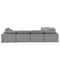 Gray Linen Weave Down Blend Chaise 4-5 Seat Modular Sectional Sofa with Ottoman