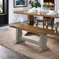 Two-Tone Trestle Leg Wood Dining Bench - Oak Top with Antique Gray Base