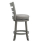 Ladder Back 24"H Swivel Counter Height Stool - Antiqua Gray Finish, Gray Linan