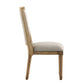 Ornate Linen and Wood Dining Chairs (Set of 2) - Beige Linen, Natural Finish