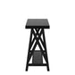 Rustic X-Base Accent Tables - Black Finish, End Table, Coffee Table, and Sofa Table Set