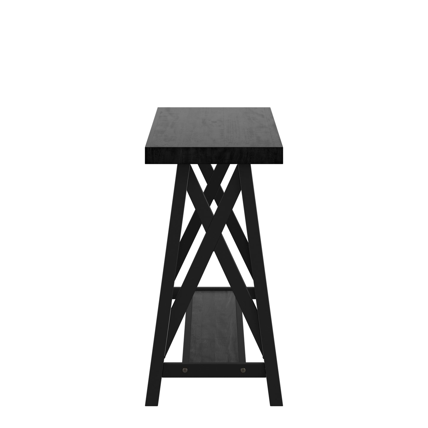 Rustic X-Base Accent Tables - Black Finish, End Table, Coffee Table, and Sofa Table Set