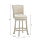 Upholstered Back Swivel Stool - 24" Counter Height, Antique White Finish, Beige Linen