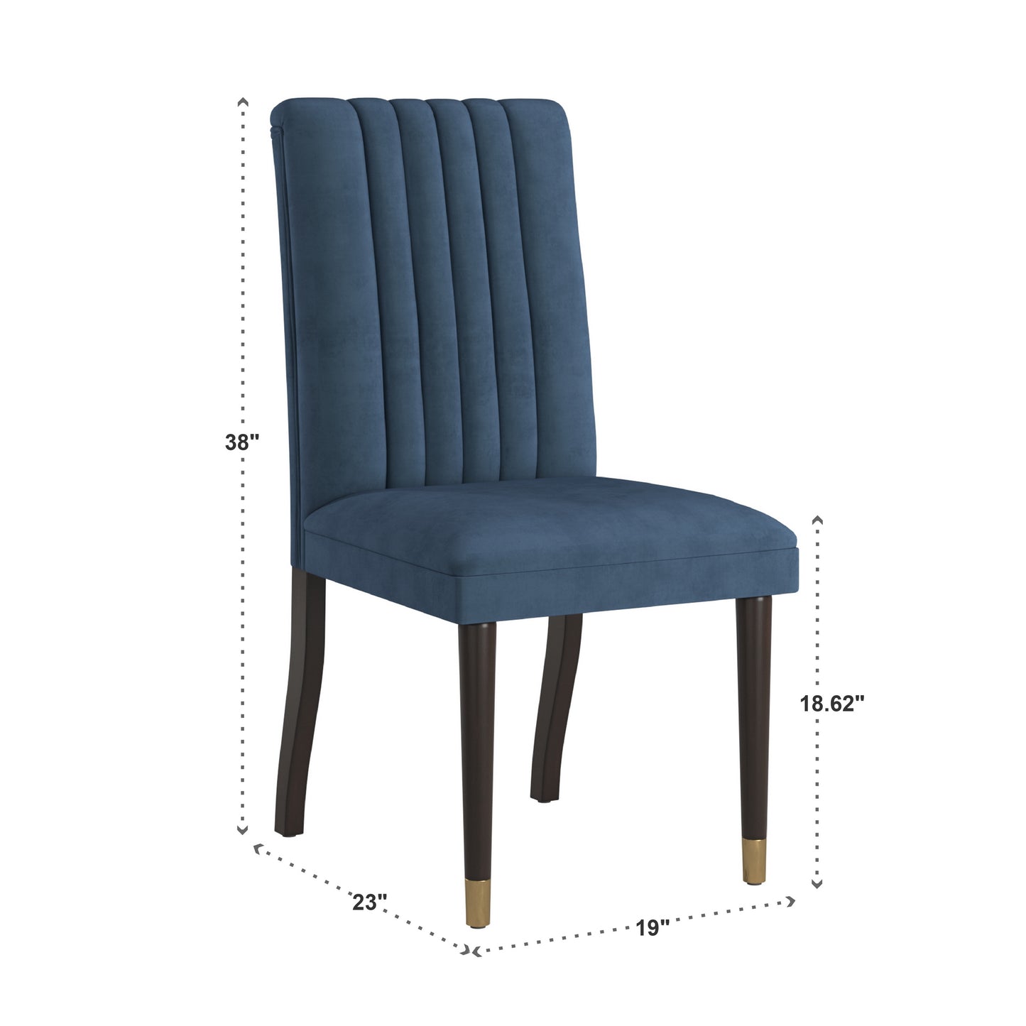 Velvet Channel Back Dining Chairs (Set of 2) - Blue Velvet