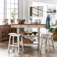 Two-Tone Antique Kitchen Island Buffet - Oak Top with Antique White Base