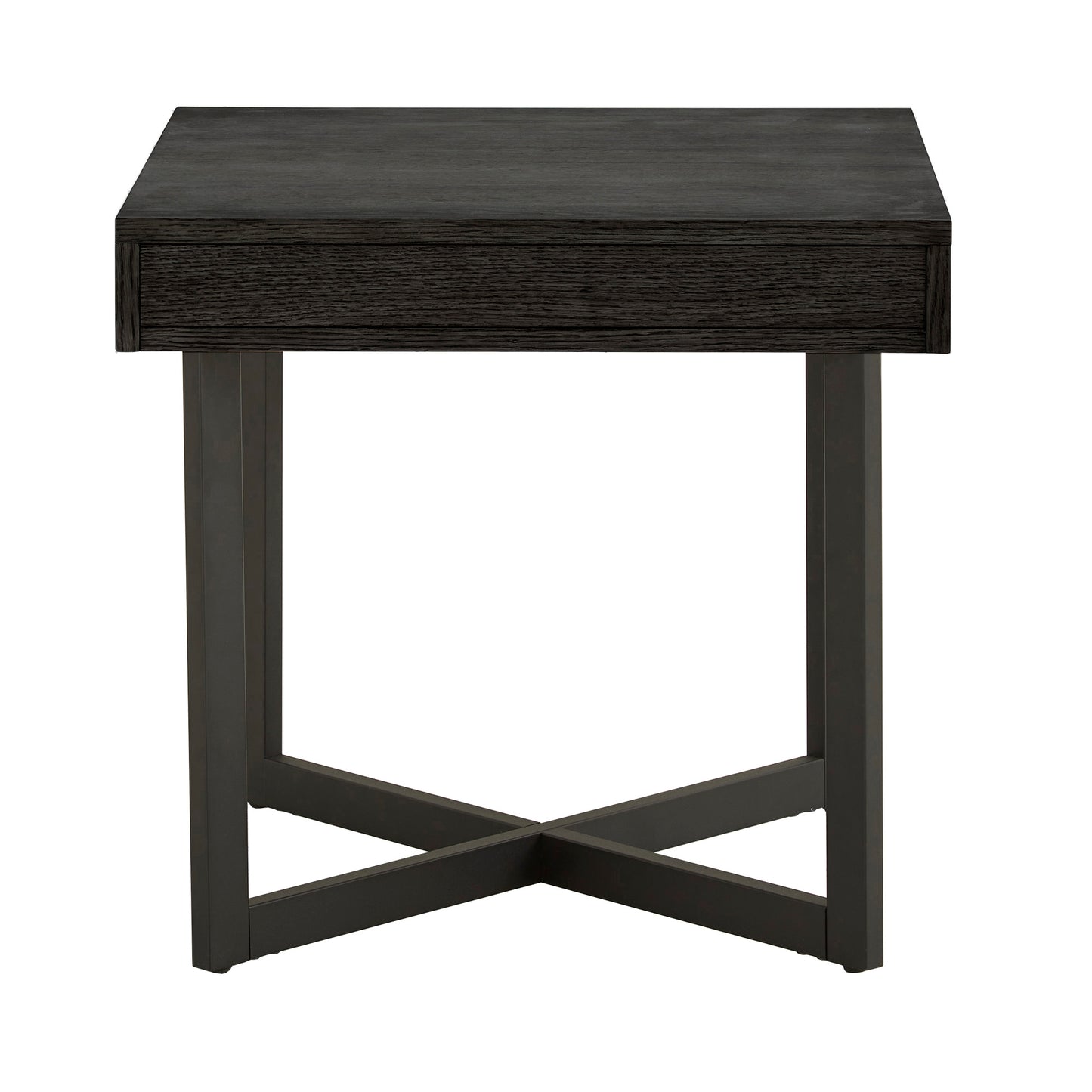 Wood Finish End Table with One Drawer - Black Finish