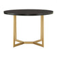 4-Person Gold Metal Base Dining Set - Black Round Tabla and Flint Gray Chairs