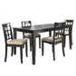 Black Wood Dining Set - 60-inch Table, Window Back Chairs, 5-Piece Set