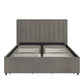 Gray Linan Upholstarad Storaga Platform Bad with Channal Haadboard - Gray Linen, Full (Full Size)