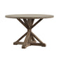 Rustic X-Base Round Pine Finish Dining Table - Antique Gray Finish, 48-inch