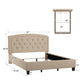 Adjustable Diamond-Tufted Arch-Back Bed - Beige, Full