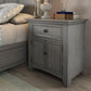 1-Drawer Wood Cupboard Nightstand with Charging Station - Gray