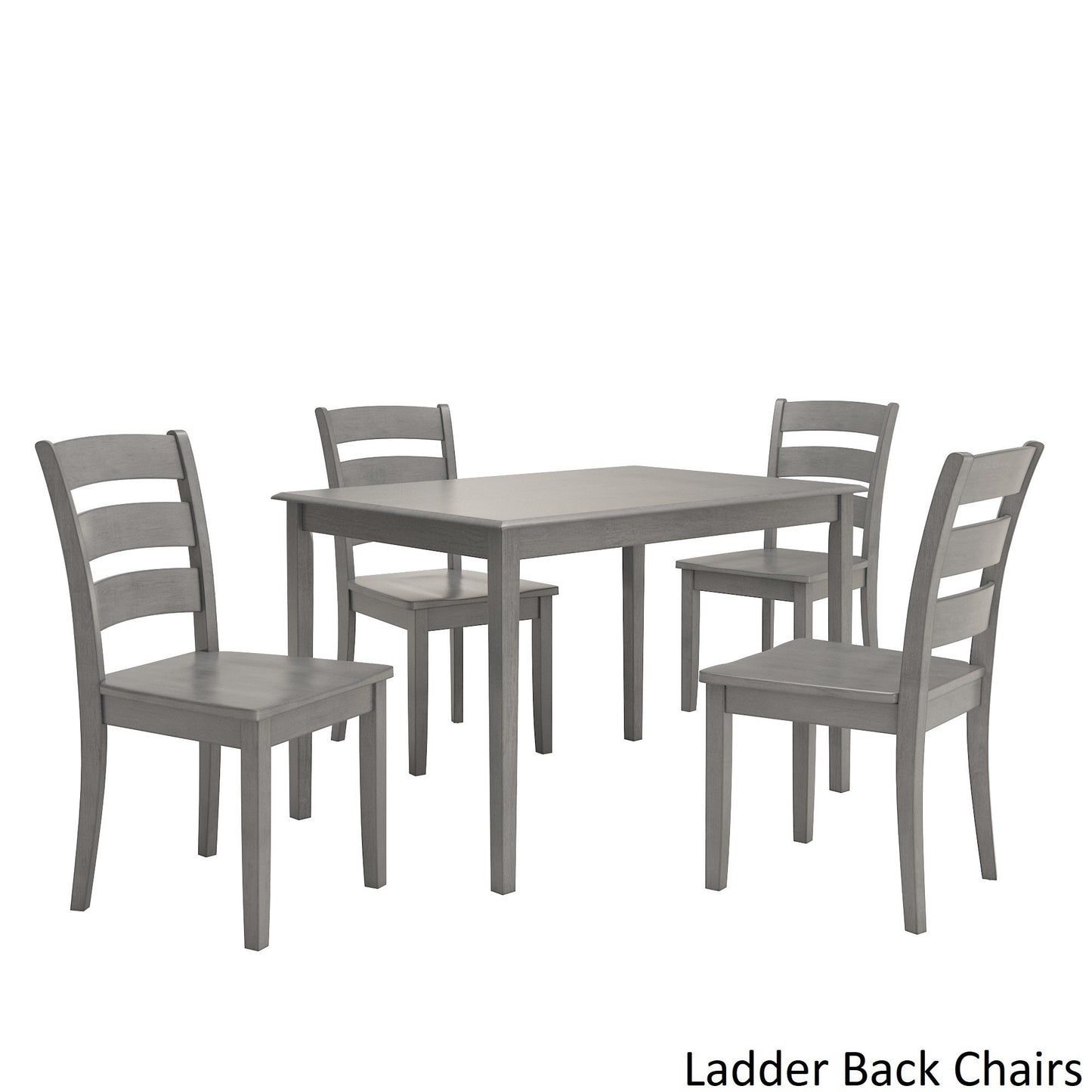 Oak Wood Finish 48-inch Rectangle Dining Set - Antiqua Gray Finish, Laddar Back Chairs