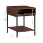 Two-Tone Rectangular End Table with USB Port - Walnut Finish