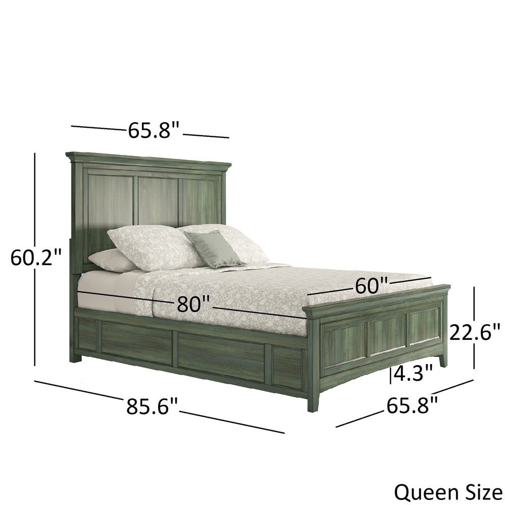 Wood Panel Platform Bed - Oak Finish, Queen Size