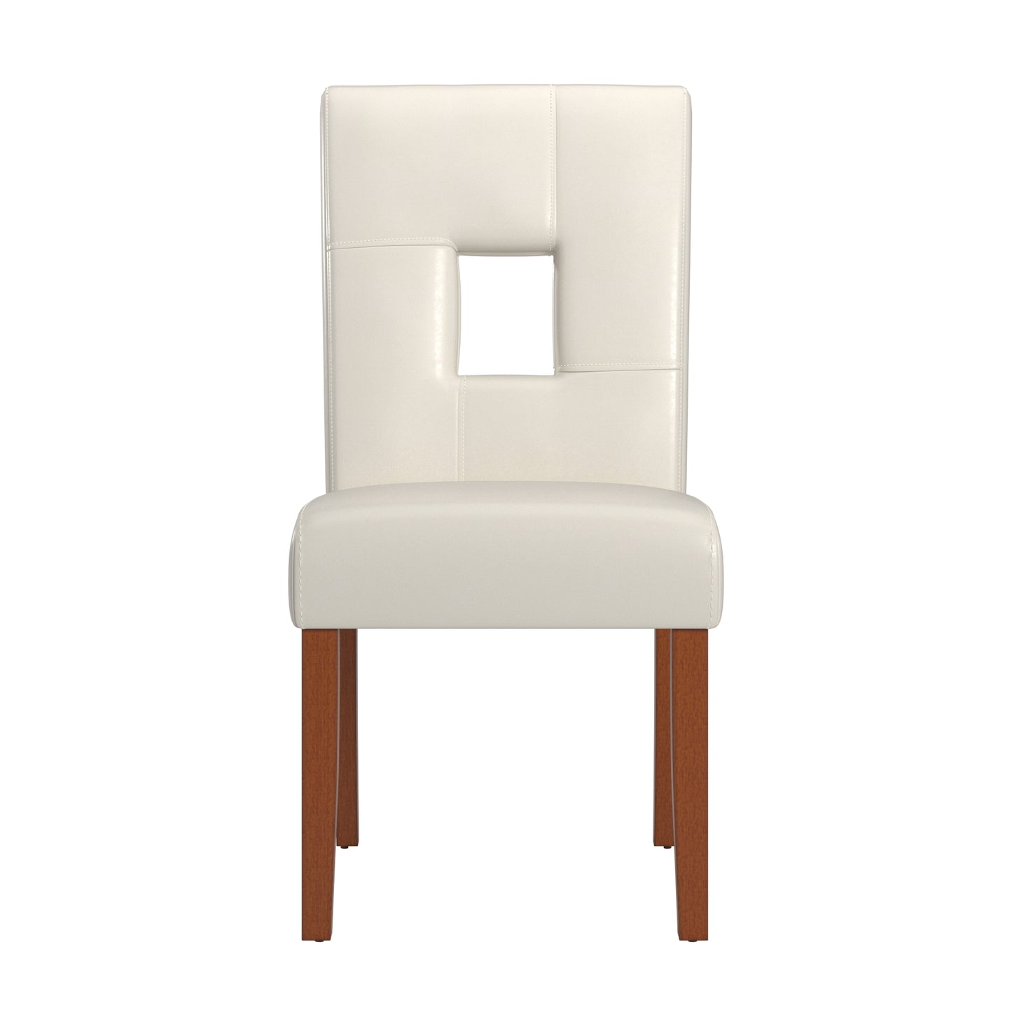 White Faux Leather Keyhole Dining Chairs (Set of 2)