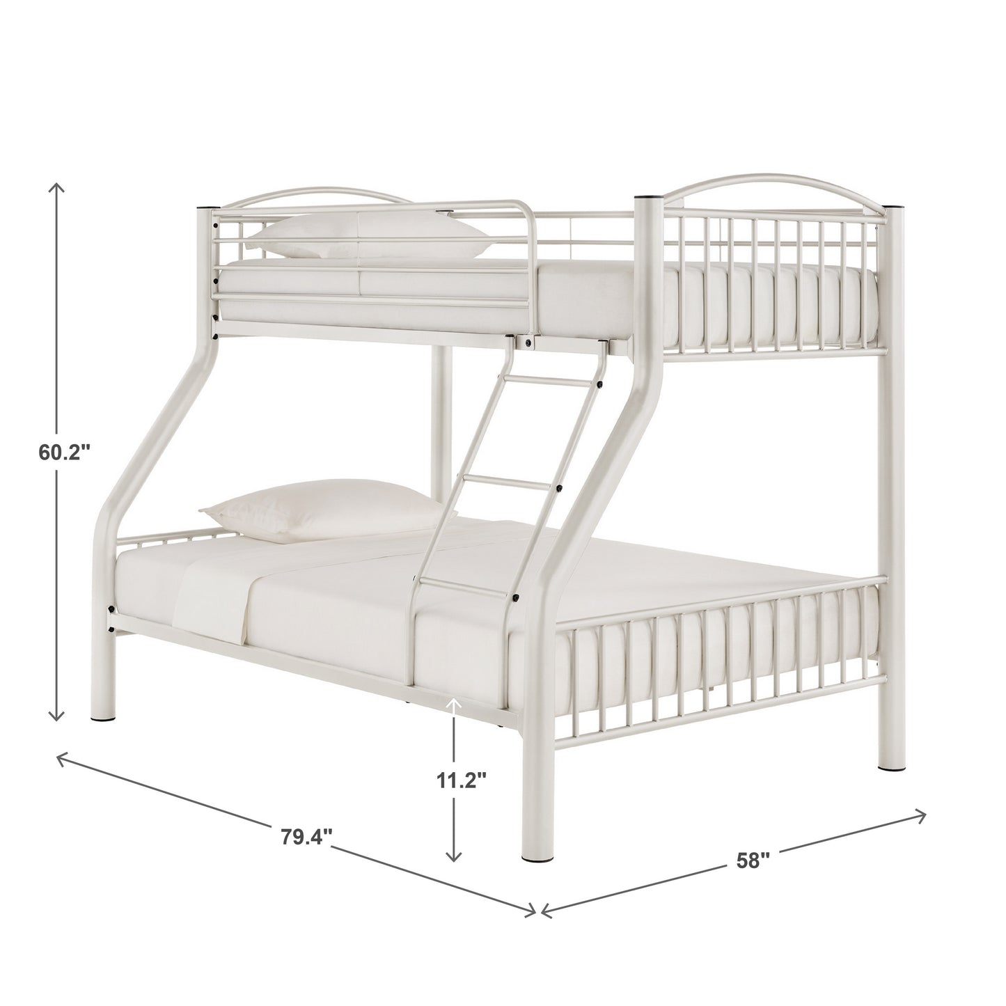 VersaFlex Metal Bunk Bed - White, Twin over Full