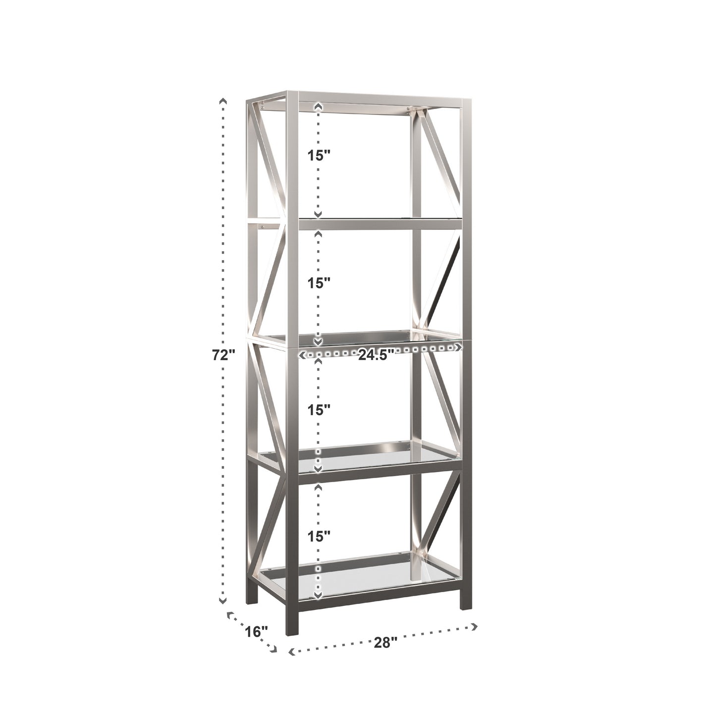 Brushed Nickel Bookcase