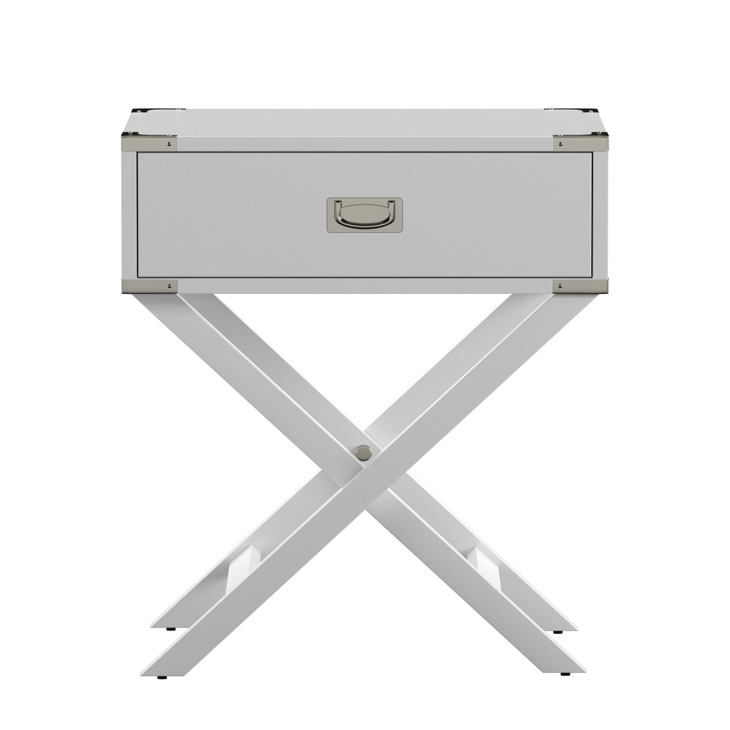 X-Base Wood Accent Campaign Table - White