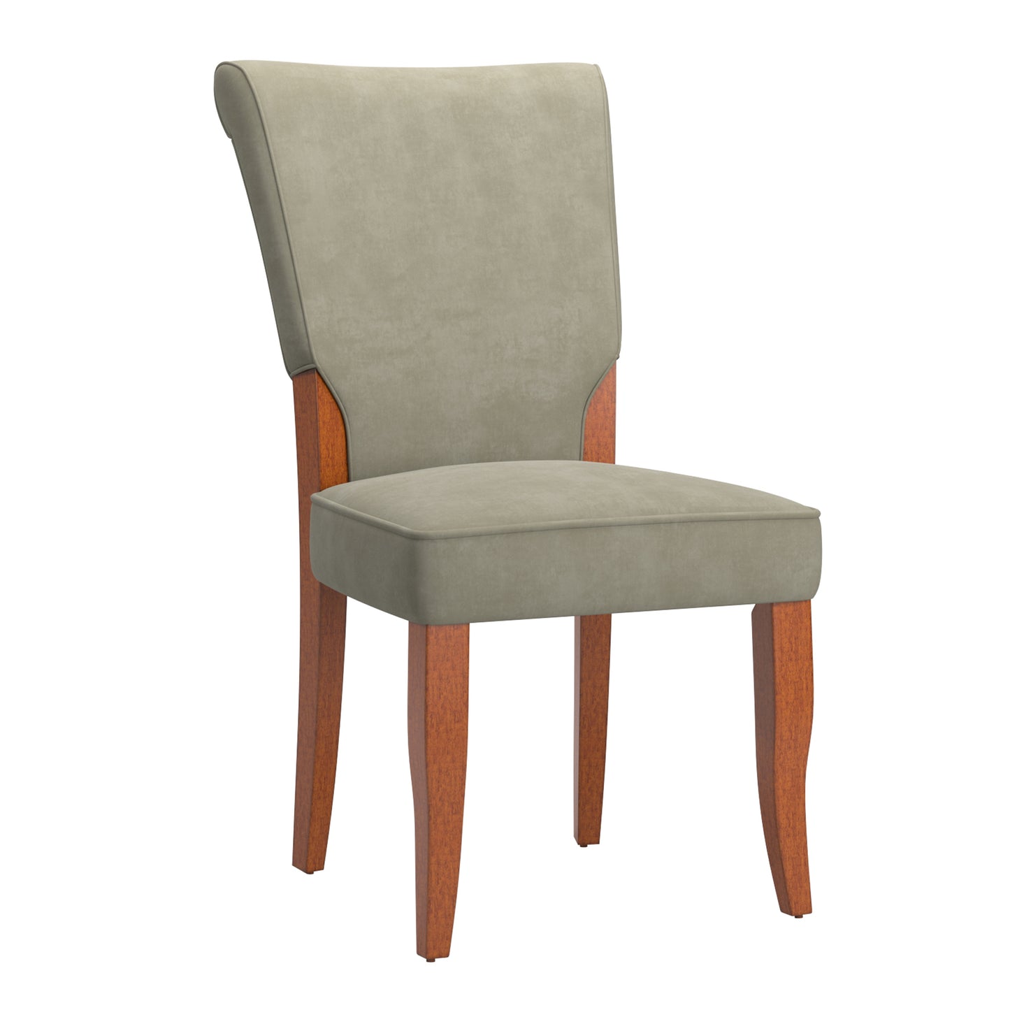 Velvet Upholstered Parsons Dining Chairs (Set of 2) - Cherry Finish, Olive Velvet