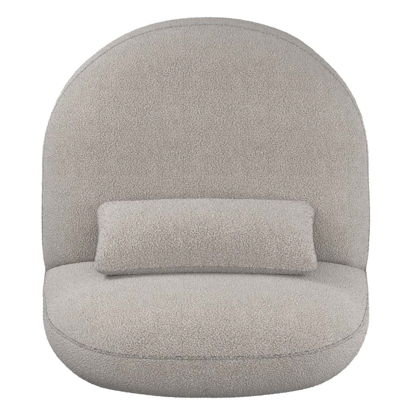 Modern Boucle Lounge Chair with Rounded Design and Lumbar Pillow - Light Gray Chair with Light Gray Pillow