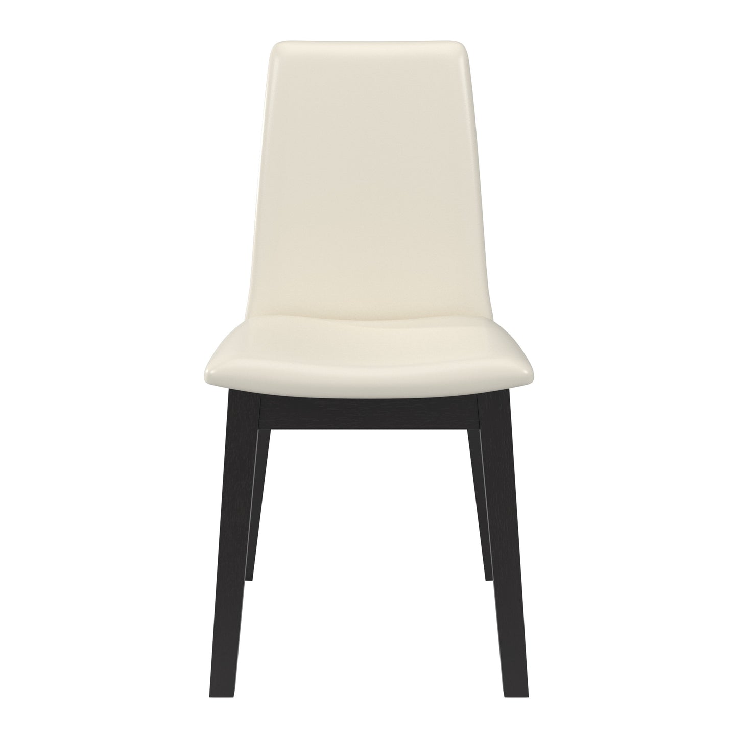 Wood Finish White Vegan Leather Dining Chair (Set of 2) - Black Oak