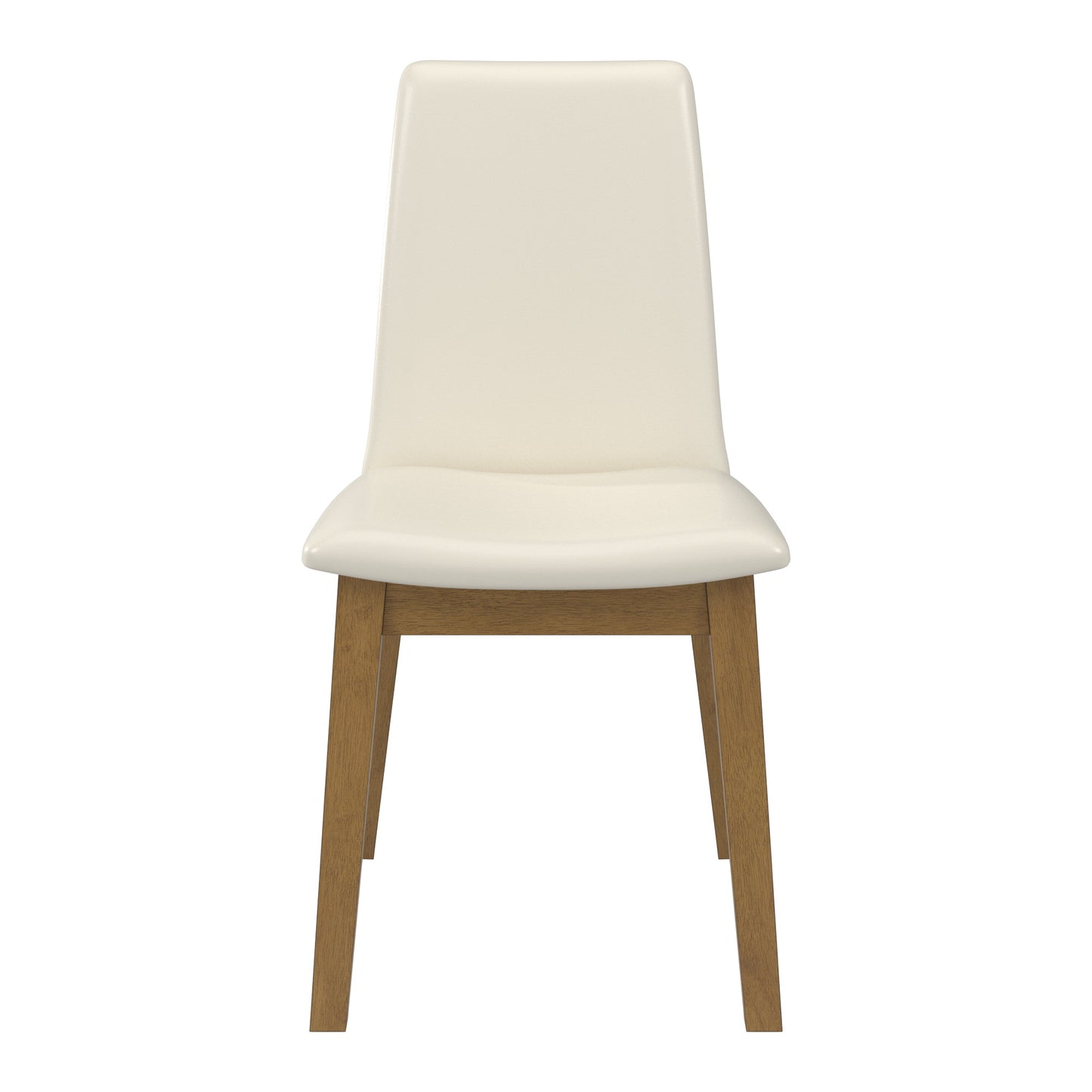 Wood Finish White Vegan Leather Dining Chair (Set of 2) - Oak Wash