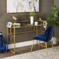 Octagon Pattern Gold Metal and Glass Desk