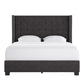 Tufted Linen Wingback Bed - Dark Gray Linen, Queen