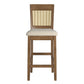 Cane Accent Counter Height - Slat Back Chair (Set of 2), Oak Finish, Beige Linen