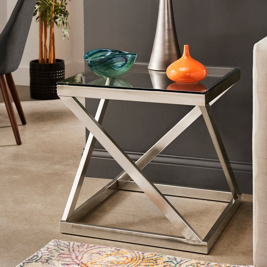 Brushed Nickel End Table