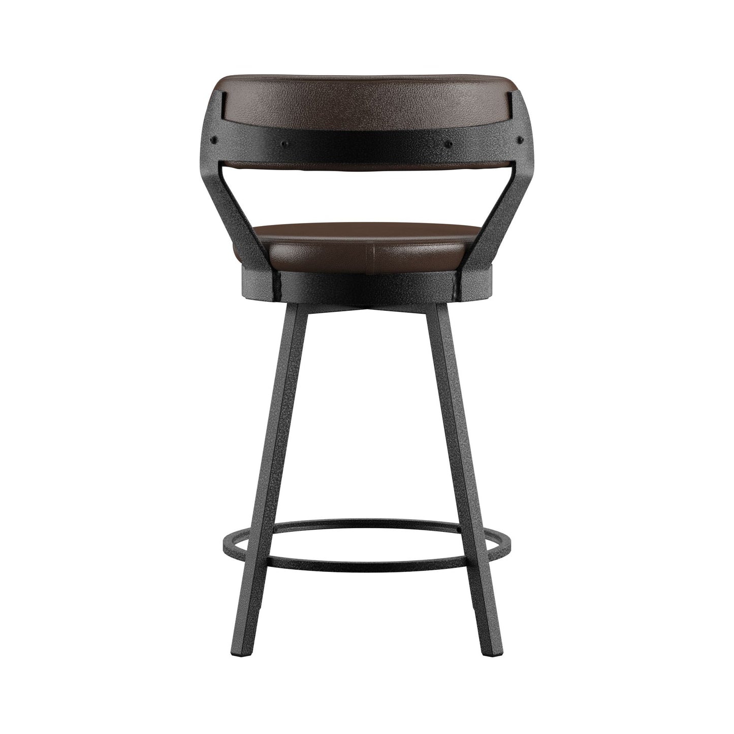 Faux Leather Metal Swivel 25" Counter Height Stools (Set of 2) - Brown