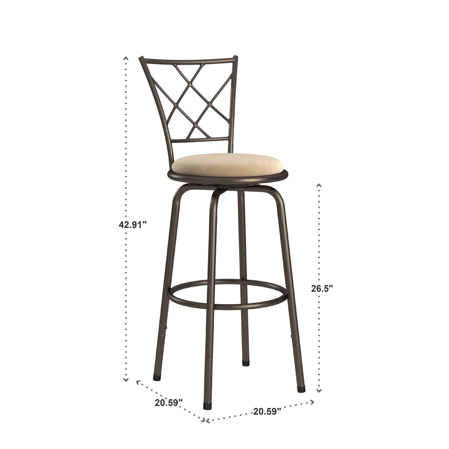 Cross Adjustable Swivel Stools (Set of 3) - Bronze Finish, X-Back