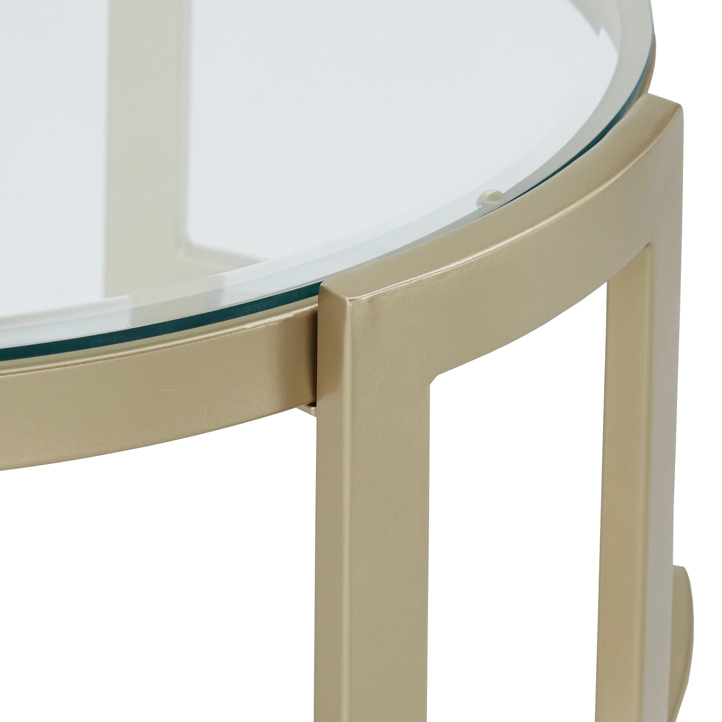 36" Glass Coffee Table - Matte Gold Finish, Clear Glass Top