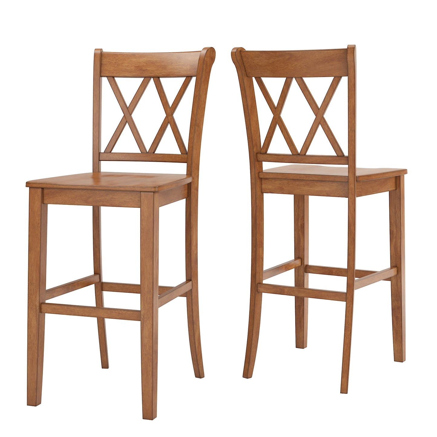 X-Back Bar Height Chairs (Set of 2) - Oak Finish