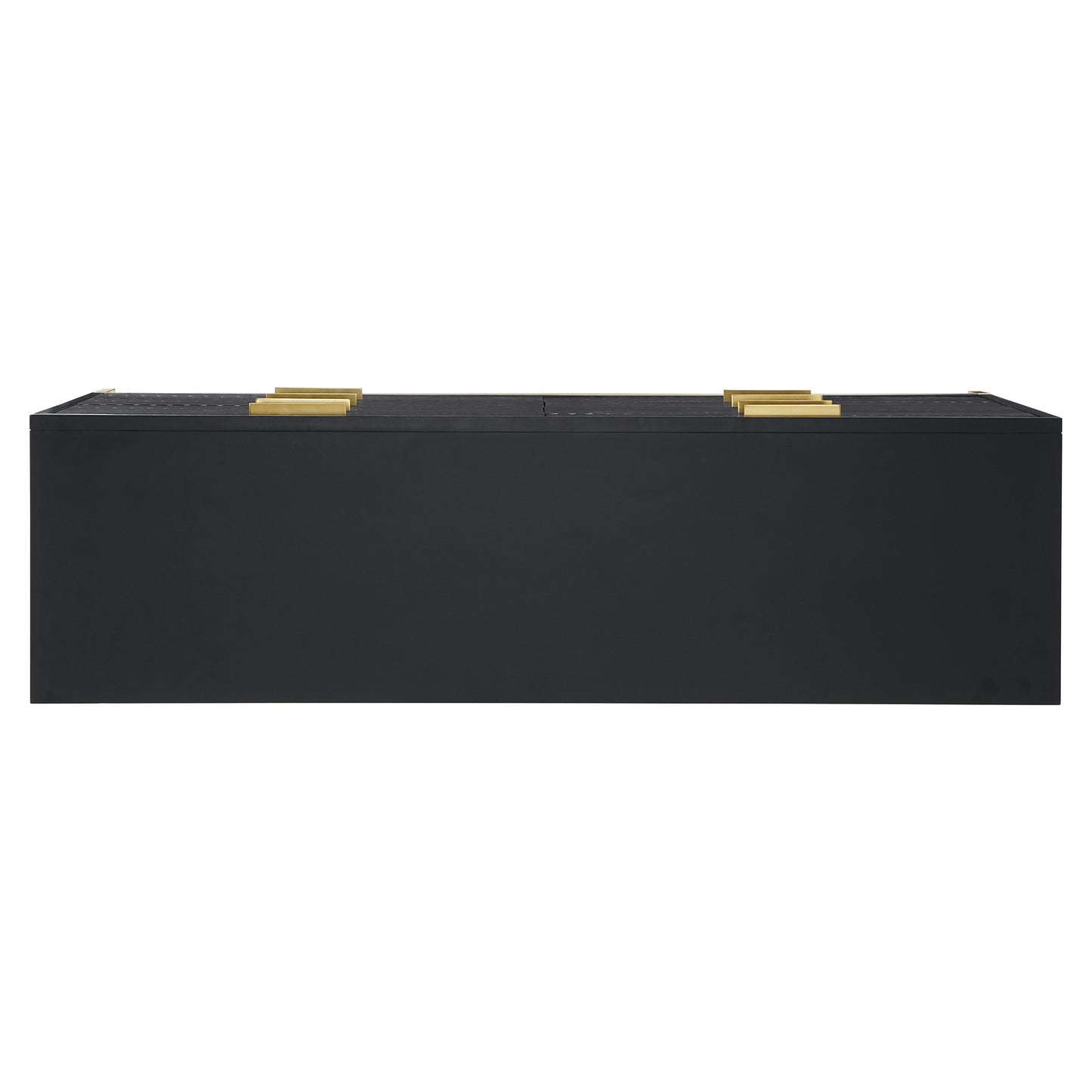 64" Wide 8 - Drawer Dresser - Black Finish, Gold Accent, Dresser and Mirror