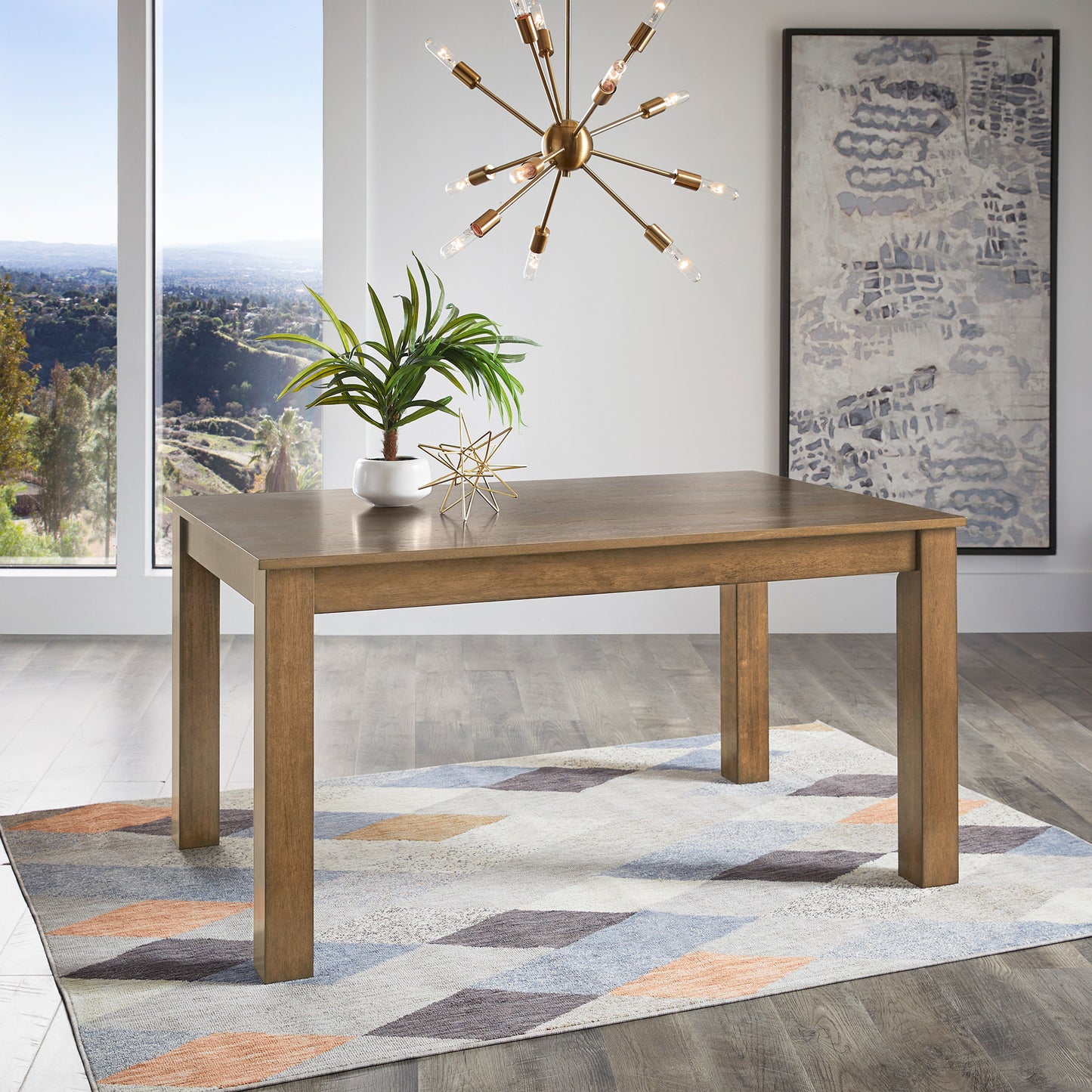 60" Wood Finish Parson Dining Table - Oak Wash