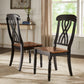 Two-Tone Round Dining Set - Antique Black, Cross Back, 3-Piece Set