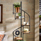 Black Finish Metal Spiral Staircase Display Shelf